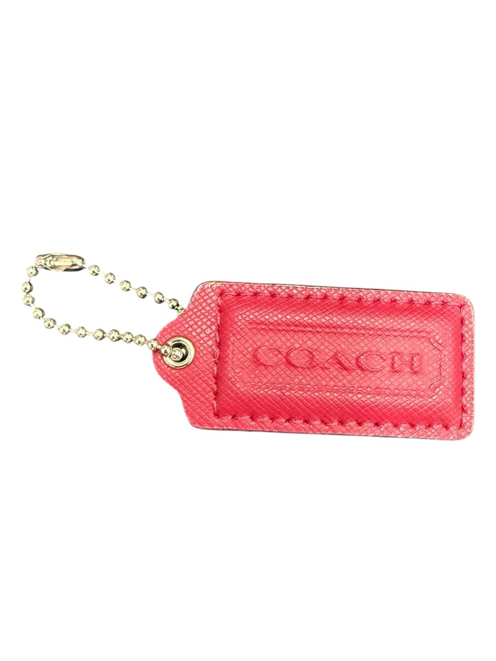 Coach Dark Pink Saffiano Leather Purse Charm Tag